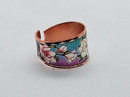 RI - Magnolia Flower Ring - Beautiful adjustable COPPER ring.