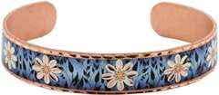 BR - Blue Flower Bracelet- Beautiful adjustable COPPER cuff bracelet.