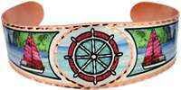 BR - Ship Wheel Jewelry - Beautiful adjustable COPPER cuff bracelet. Ocean/Seashore Jewelry.