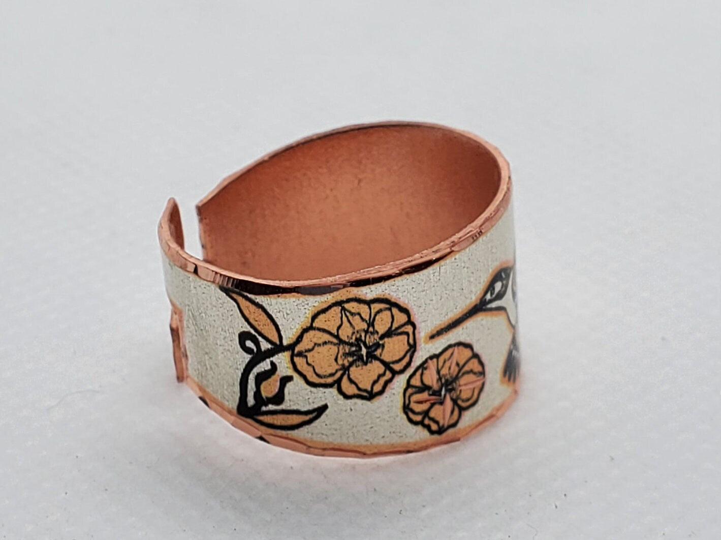 RI - NW Native Inspired Hummingbird - Beautiful adjustable COPPER ring.