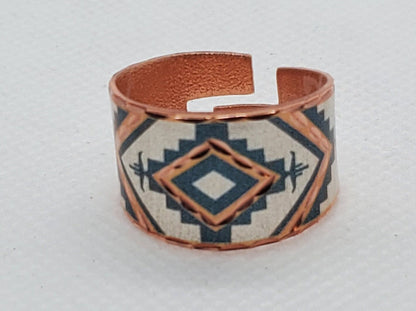 RI - Teal Blue Native American Inspired Ring - Beautiful adjustable COPPER ring.