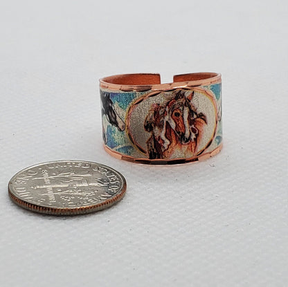 RI - American Indian Inspired Horse Ring - Beautiful adjustable COPPER ring.