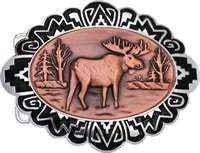 Moose - Western Belt Buckle on Copper