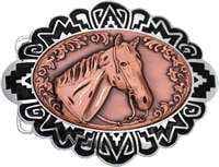 Western Horse - Western Belt Buckle on Copper