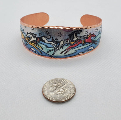 BR - Painted Ponies Bracelet - Beautiful adjustable COPPER cuff bracelet.