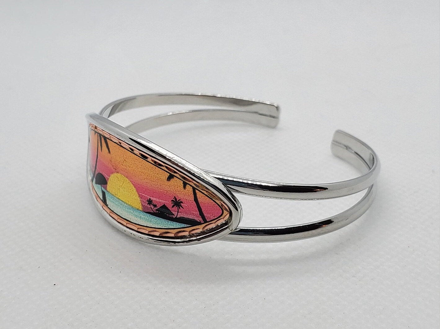 BR - Tropical Paradise - Beautiful adjustable COPPER cuff bracelet.