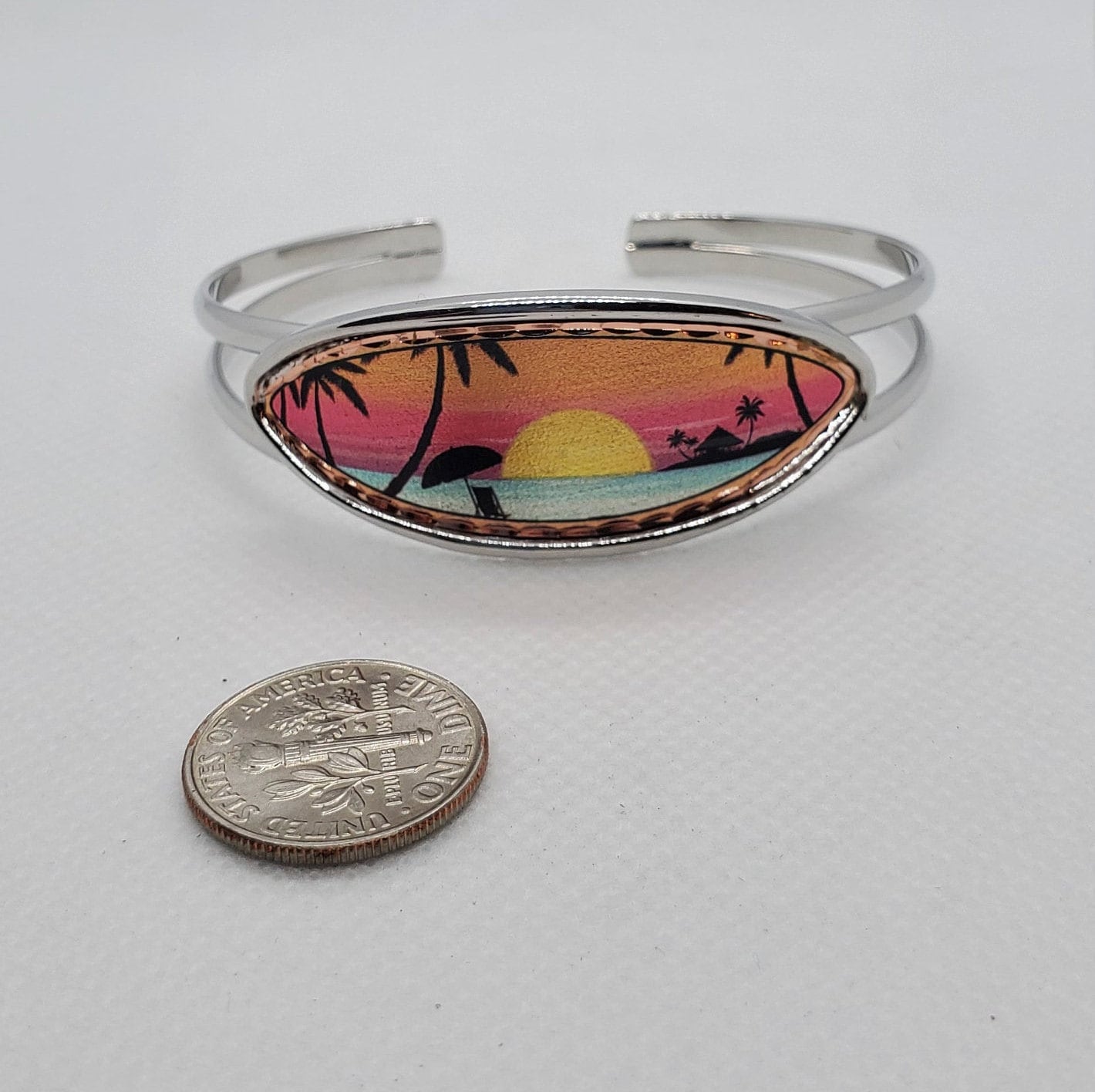 BR - Tropical Paradise - Beautiful adjustable COPPER cuff bracelet.