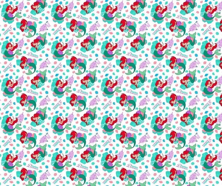Fearless Dreamer/Little Mermaid Disney Fabric by the half yard. Spandex/Cotton Mix.