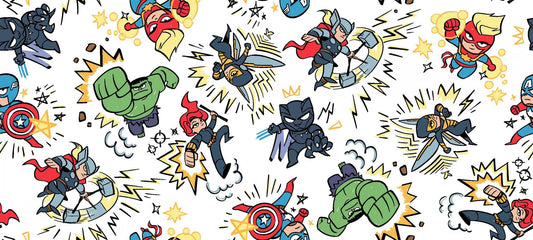 Kapow Marvel Avengers Fabric by the half yard. 100% Cotton.