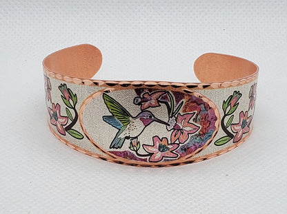 BR - Hummingbird - Beautiful adjustable COPPER cuff bracelet.