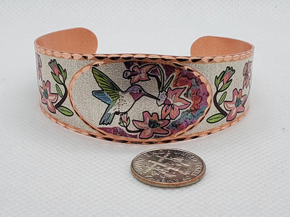 BR - Hummingbird - Beautiful adjustable COPPER cuff bracelet.