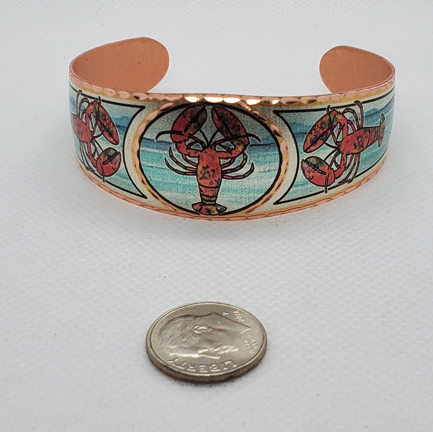 BR - Lobster - Beautiful adjustable COPPER cuff bracelet. Ocean/Seashore Jewelry.