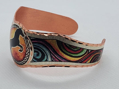 BR - Western Art Horse Bracelet - Beautiful adjustable COPPER cuff bracelet.