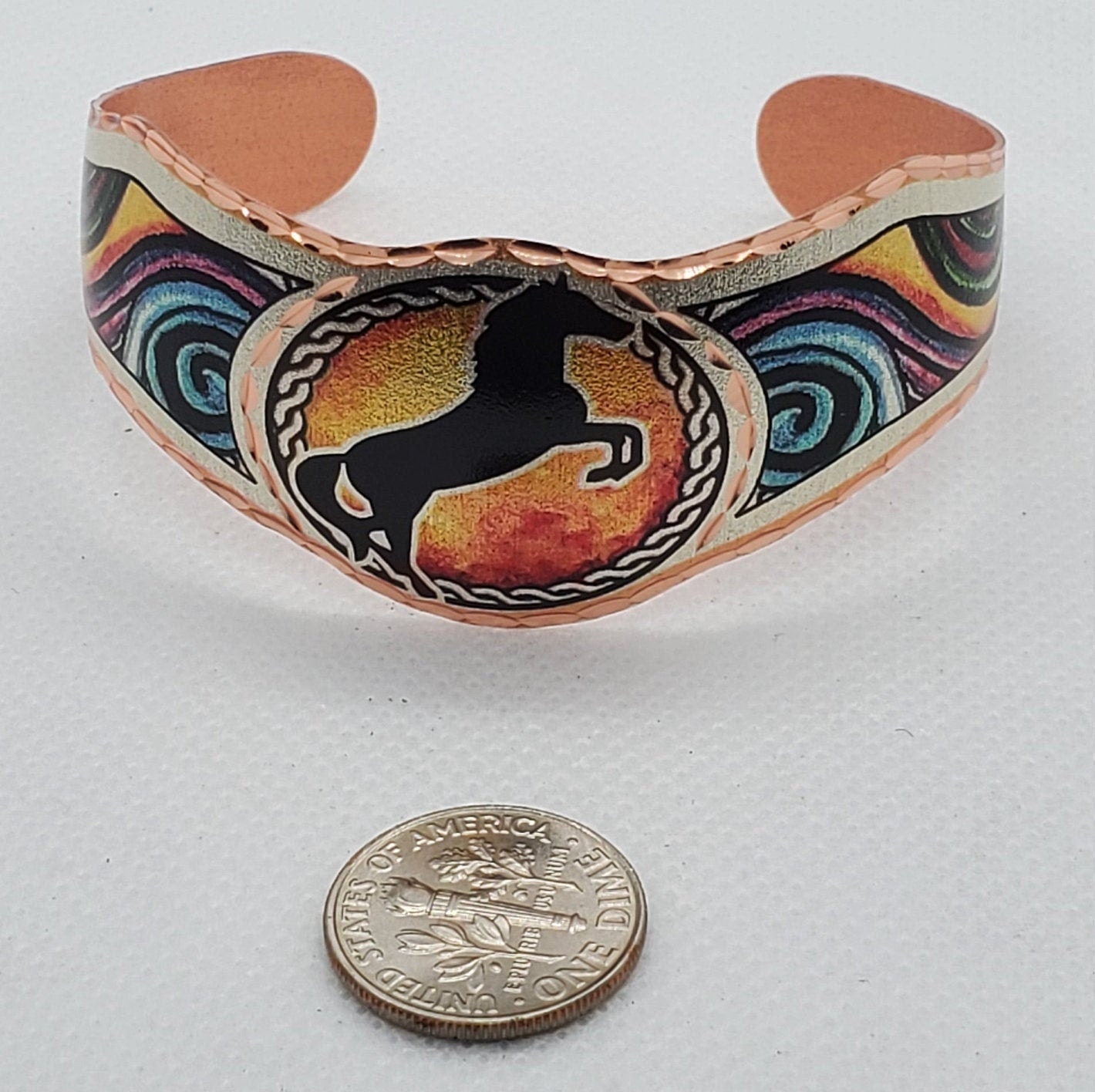 BR - Western Art Horse Bracelet - Beautiful adjustable COPPER cuff bracelet.