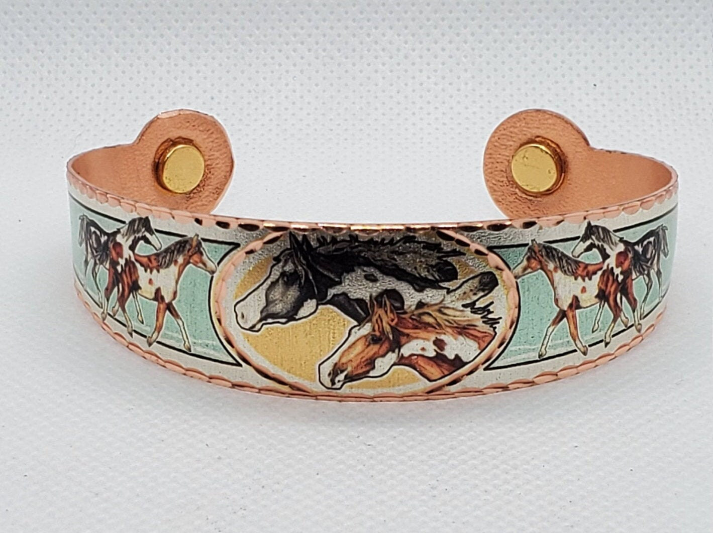 BR - Appaloosa Horse Magnetic Bracelet - Beautiful adjustable COPPER cuff bracelet.