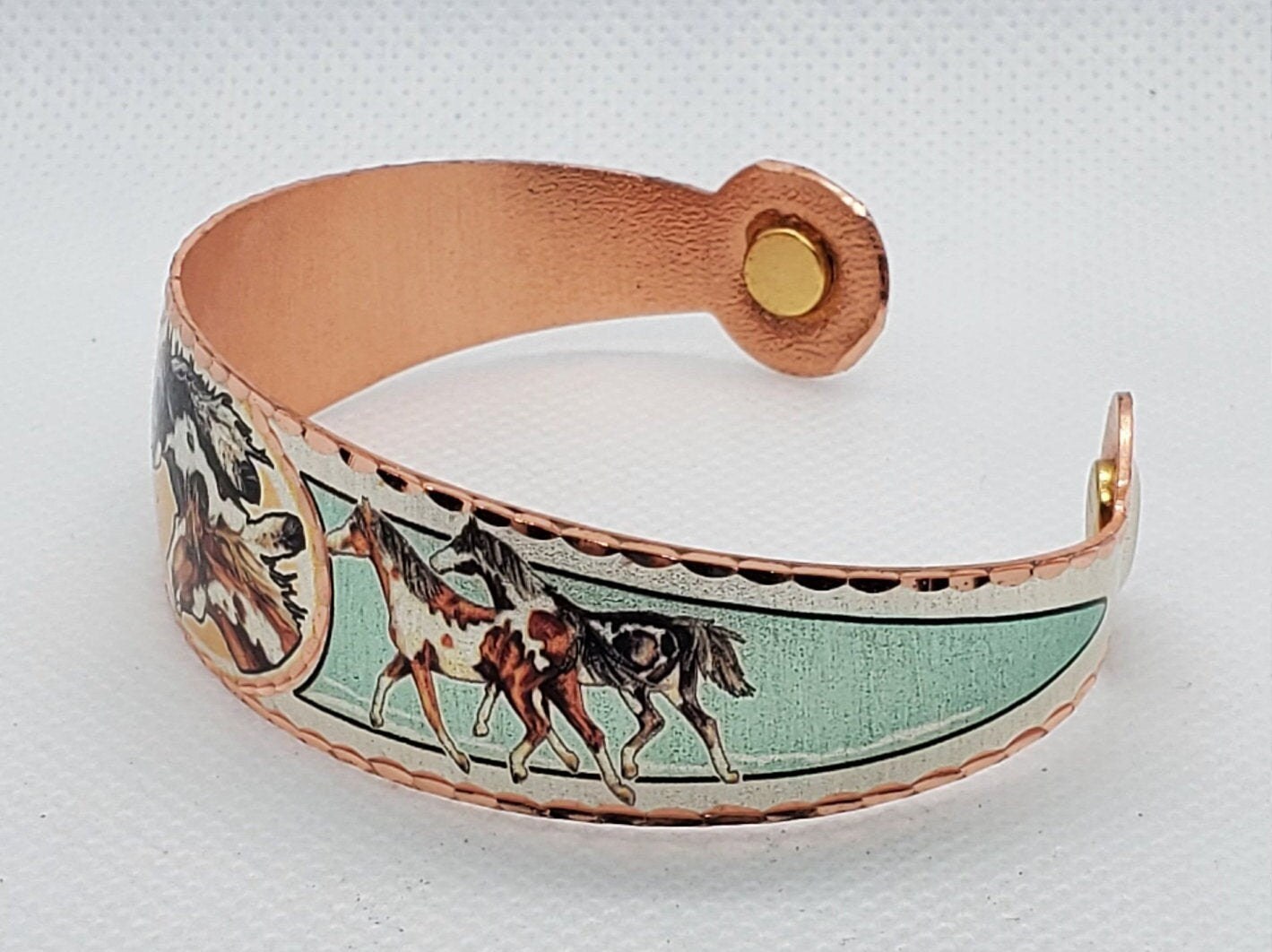 BR - Appaloosa Horse Magnetic Bracelet - Beautiful adjustable COPPER cuff bracelet.