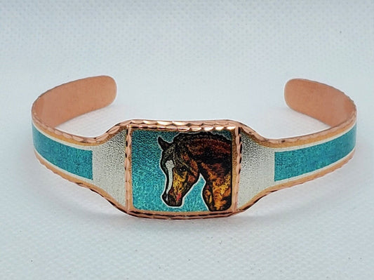 BR -Horse - Beautiful adjustable COPPER cuff bracelet.