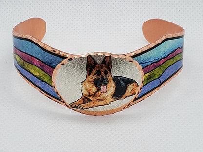 BR - German Shepherd Bracelet - Beautiful adjustable COPPER cuff bracelet.