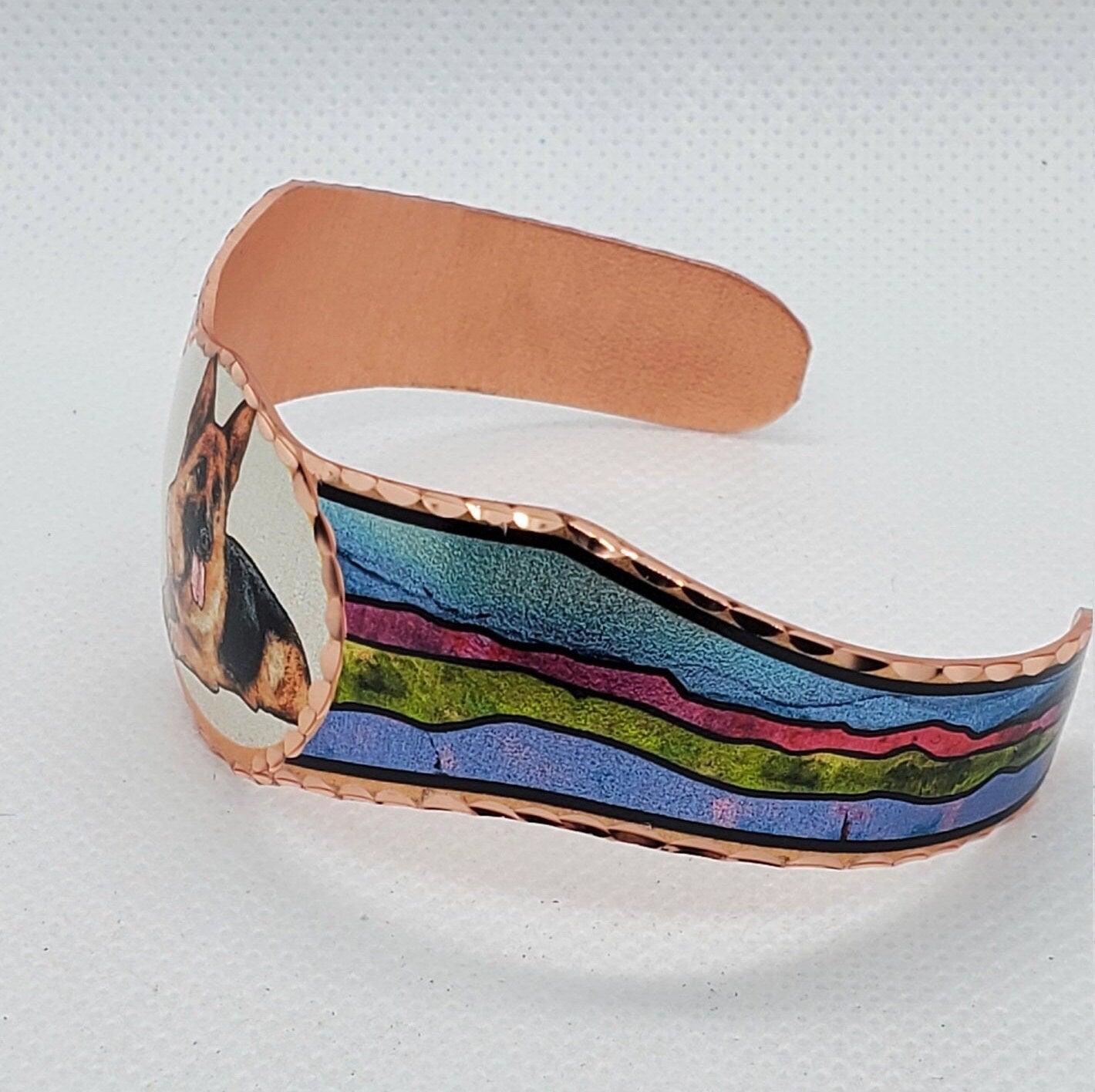 BR - German Shepherd Bracelet - Beautiful adjustable COPPER cuff bracelet.