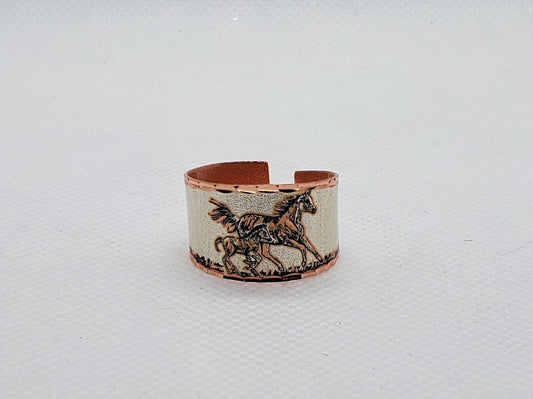 RI -Foal & Horse Ring - Beautiful adjustable COPPER ring.