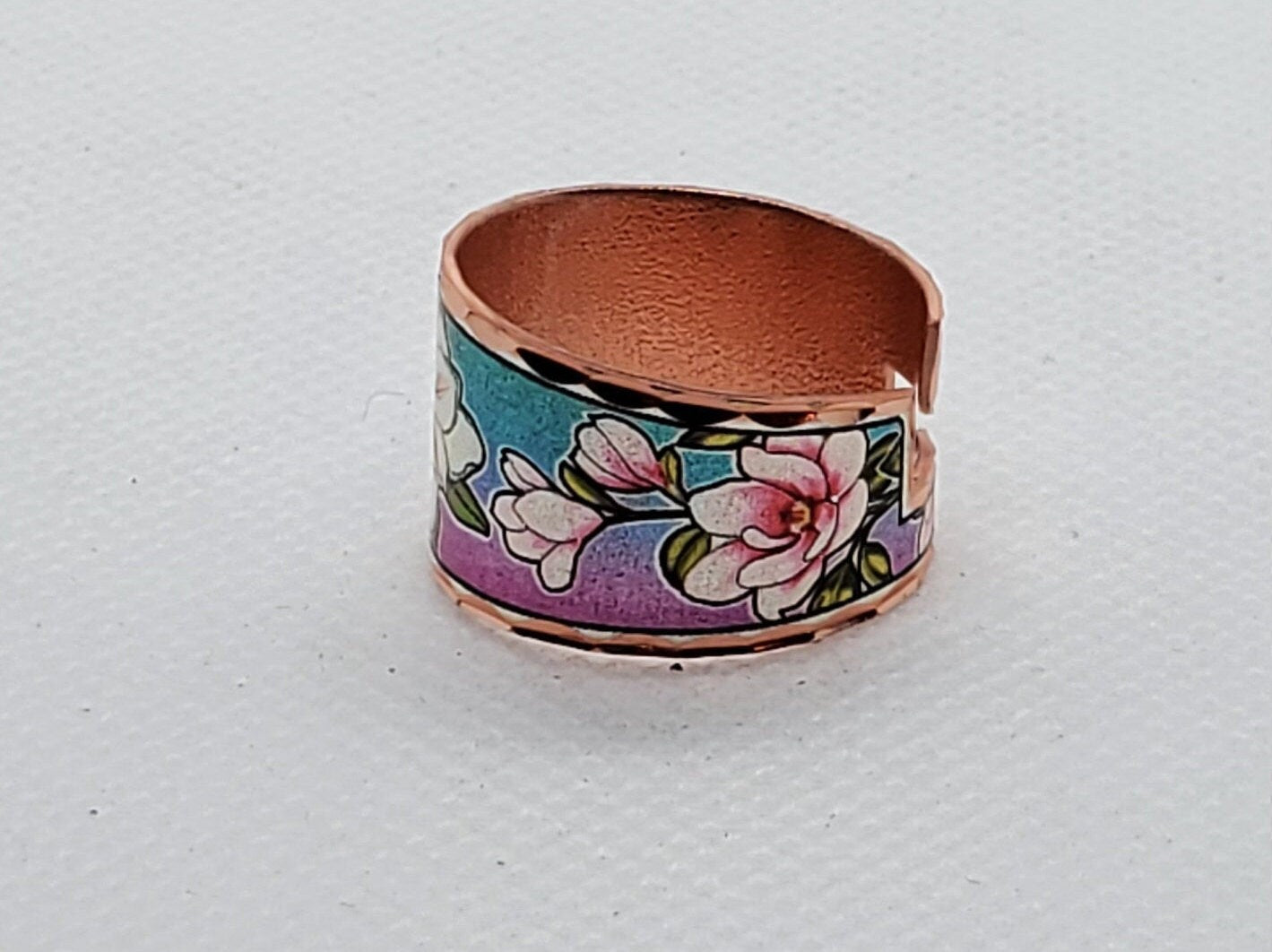 RI - Magnolia Flower Ring - Beautiful adjustable COPPER ring.