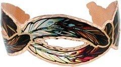 BR - Cut Out Colorful Copper Feather Bracelet - Beautiful adjustable COPPER cuff bracelet.