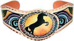 BR - Western Art Horse Bracelet - Beautiful adjustable COPPER cuff bracelet.