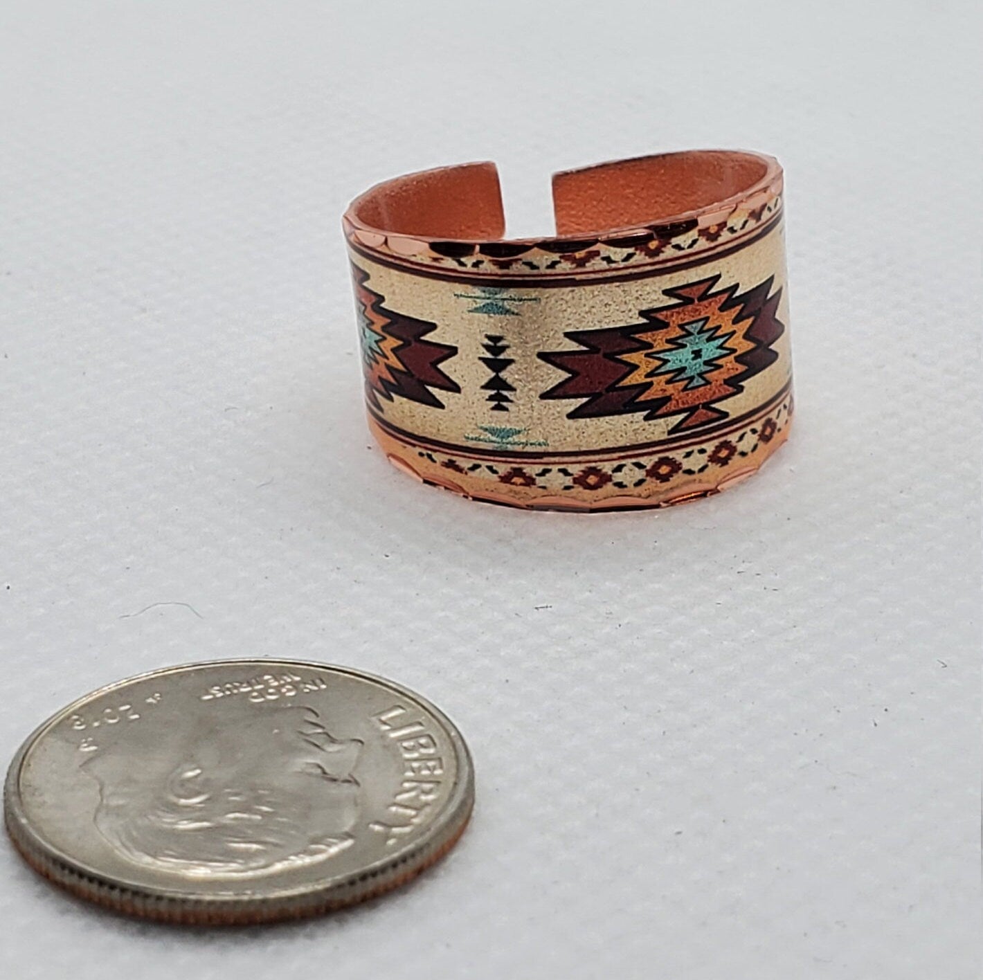 RI - SW Native Inspired Navajo Inspired Ring - Beautiful adjustable COPPER ring.