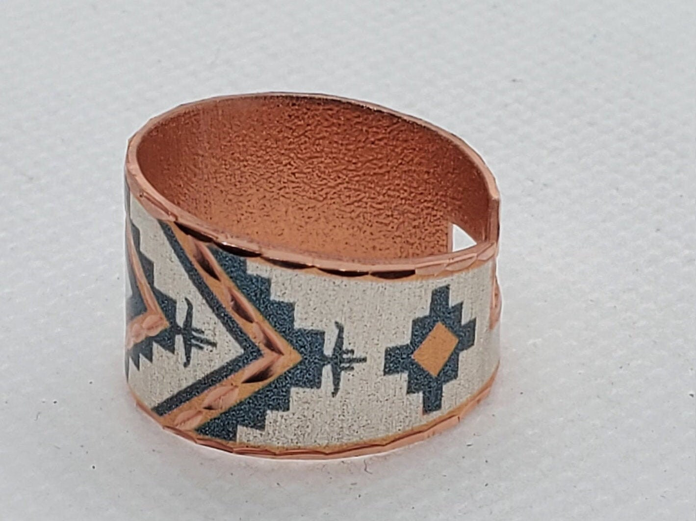 RI - Teal Blue Native American Inspired Ring - Beautiful adjustable COPPER ring.