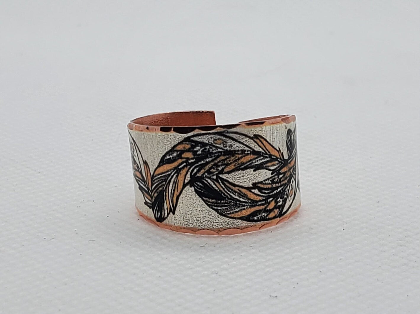 RI- Feather Ring - Beautiful adjustable COPPER ring.