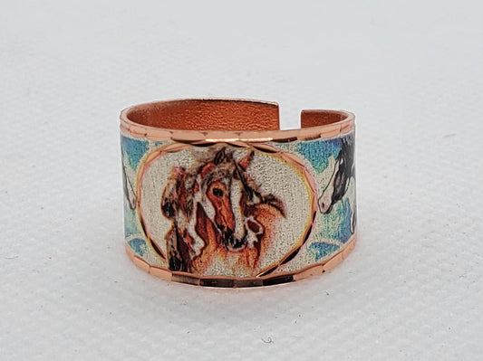 RI - American Indian Inspired Horse Ring - Beautiful adjustable COPPER ring.