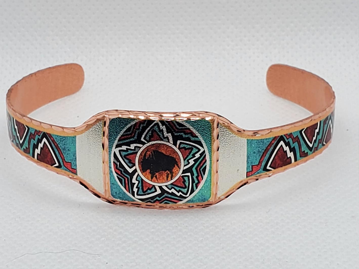 BR - Native Inspired Indian Buffalo - Beautiful adjustable COPPER cuff bracelet.