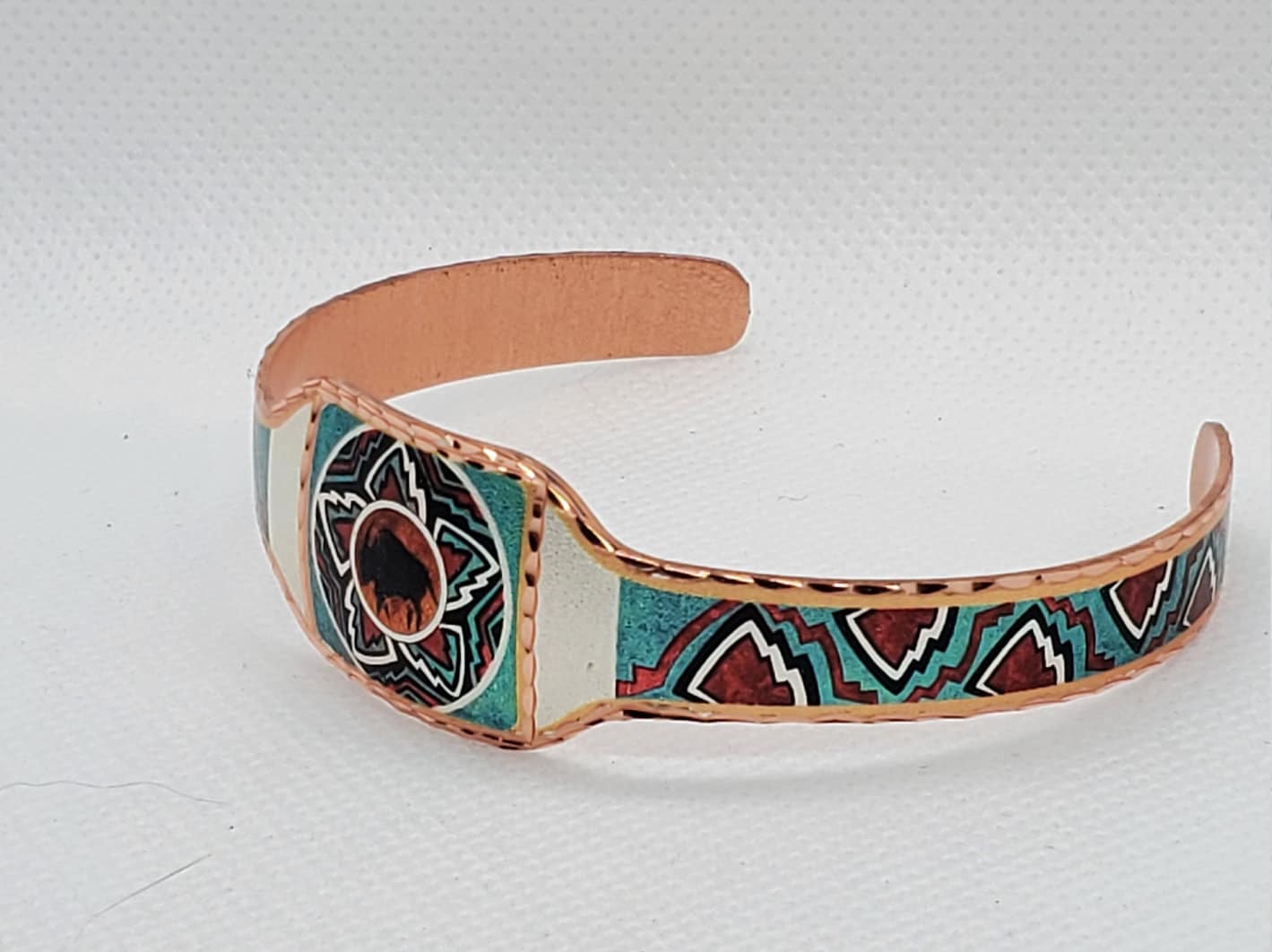 BR - Native Inspired Indian Buffalo - Beautiful adjustable COPPER cuff bracelet.