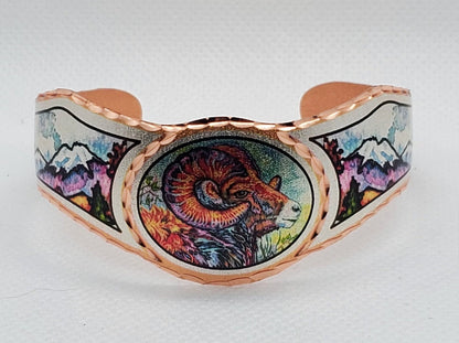 BR - Bighorn Mountain Goat - Beautiful adjustable COPPER cuff bracelet.