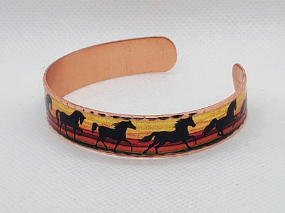 BR - Colorful Handmade Horse Cuff Bracelet - Beautiful adjustable COPPER cuff bracelet.