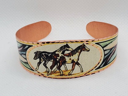 BR - Appaloosa Horses - Beautiful adjustable COPPER cuff bracelet.