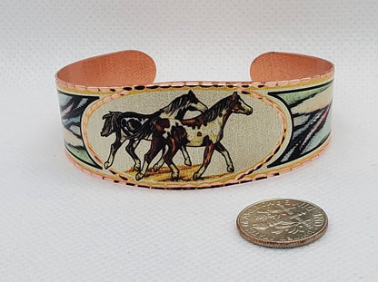 BR - Appaloosa Horses - Beautiful adjustable COPPER cuff bracelet.