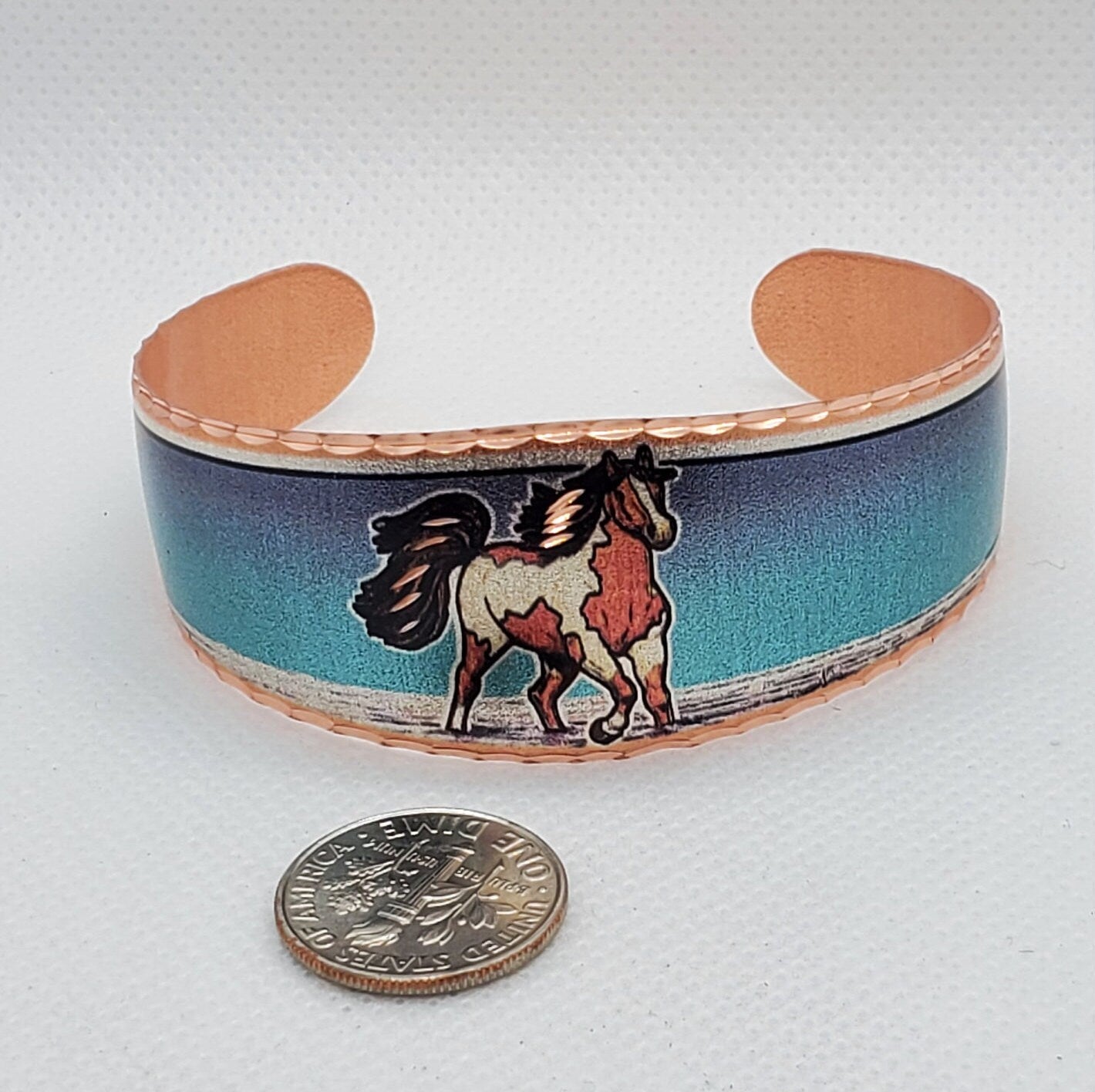 BR - Appaloosa Horse - Beautiful adjustable COPPER cuff bracelet.