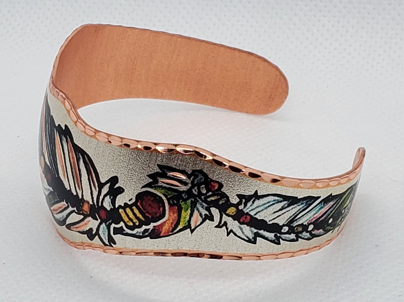 BR - SW Native Inspired Copper Feather - Beautiful adjustable COPPER cuff bracelet.