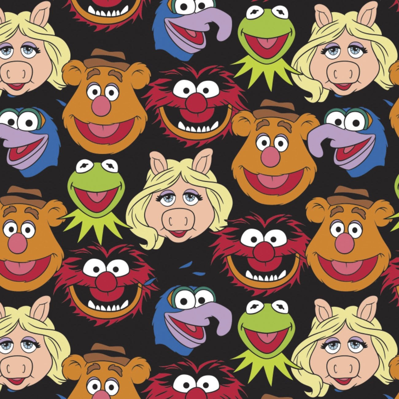 Muppets Cast Fabric by the half yard. 100% Cotton. KERMIT PIGGY FOZZIE and more