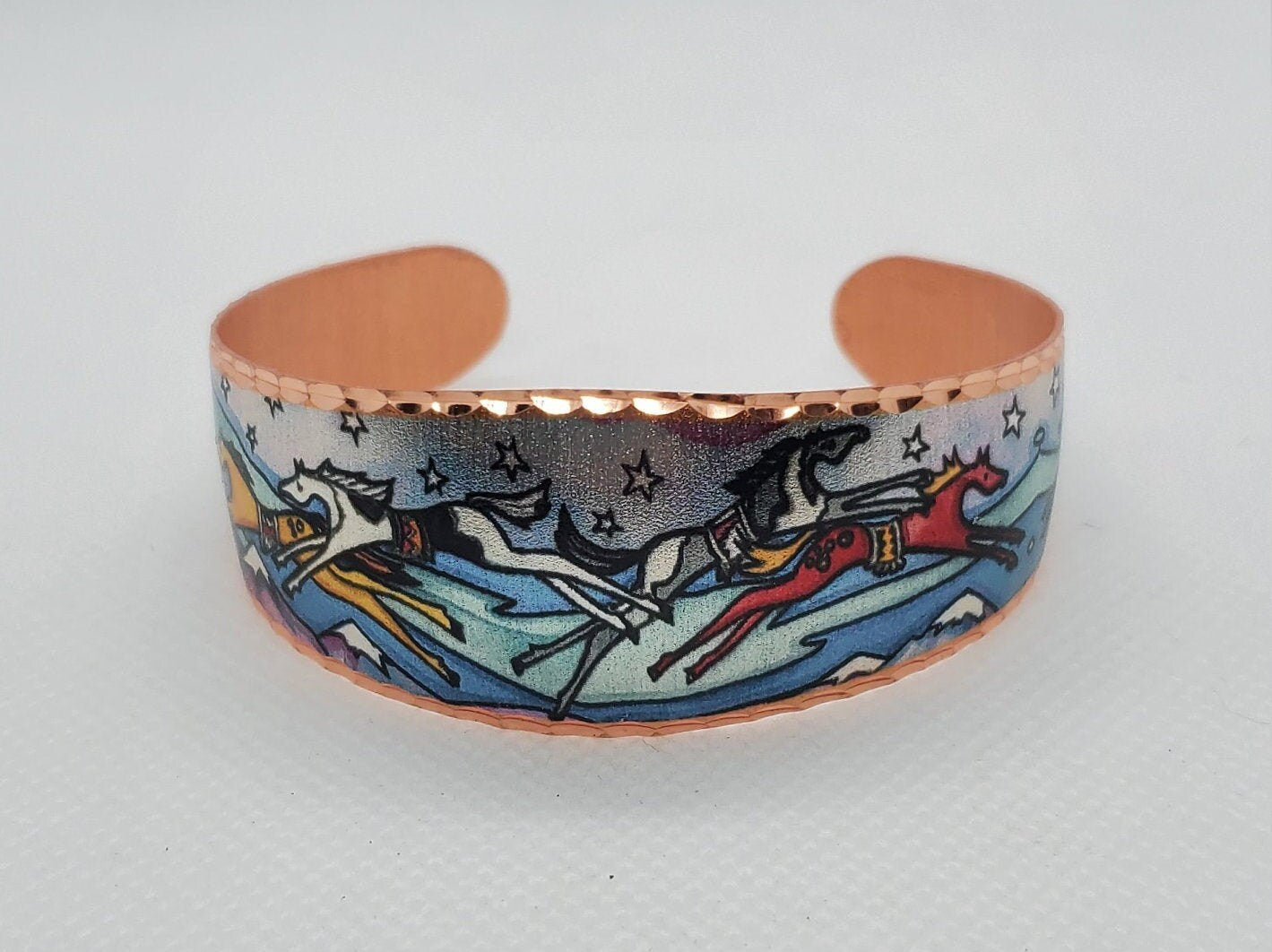 BR - Painted Ponies Bracelet - Beautiful adjustable COPPER cuff bracelet.