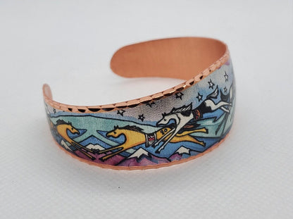 BR - Painted Ponies Bracelet - Beautiful adjustable COPPER cuff bracelet.