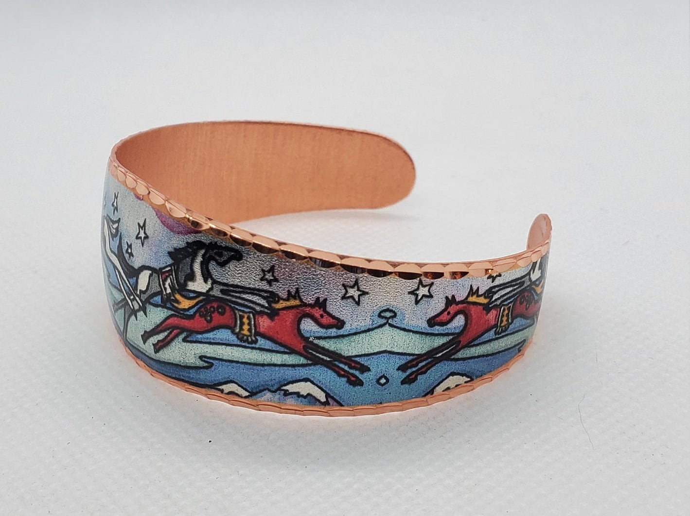 BR - Painted Ponies Bracelet - Beautiful adjustable COPPER cuff bracelet.