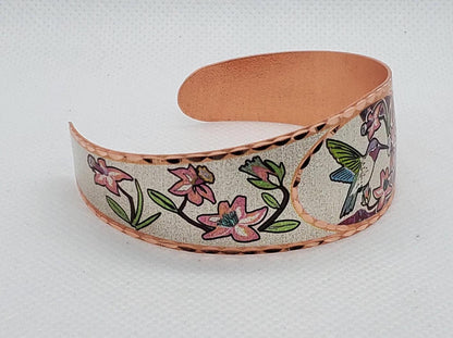 BR - Hummingbird - Beautiful adjustable COPPER cuff bracelet.