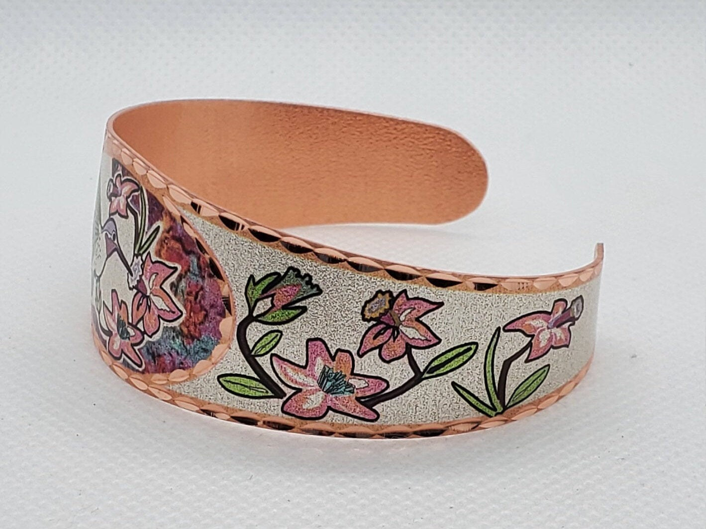 BR - Hummingbird - Beautiful adjustable COPPER cuff bracelet.