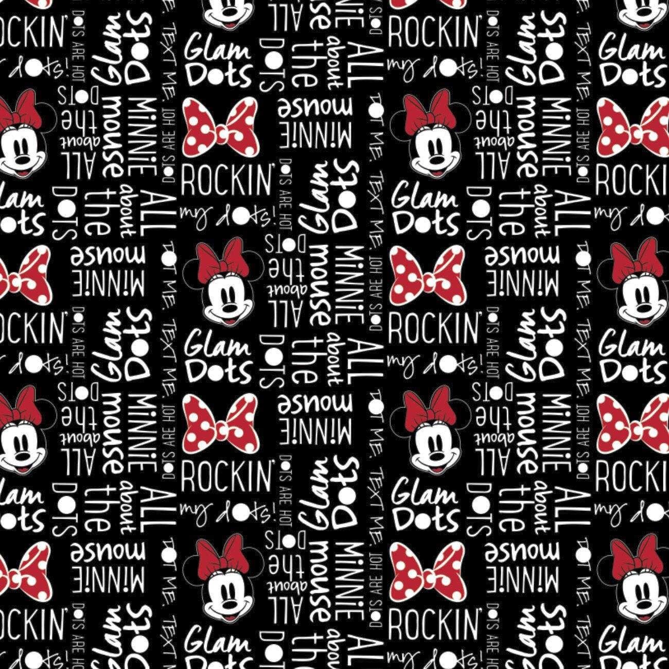 Minnie Mouse Dreaming in Dots Fabric by the half yard. 100% cotton.