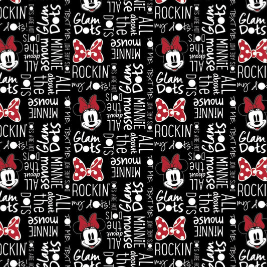 Minnie Mouse Dreaming in Dots Fabric by the half yard. 100% cotton.