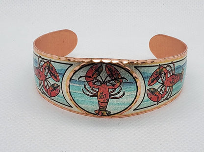 BR - Lobster - Beautiful adjustable COPPER cuff bracelet. Ocean/Seashore Jewelry.