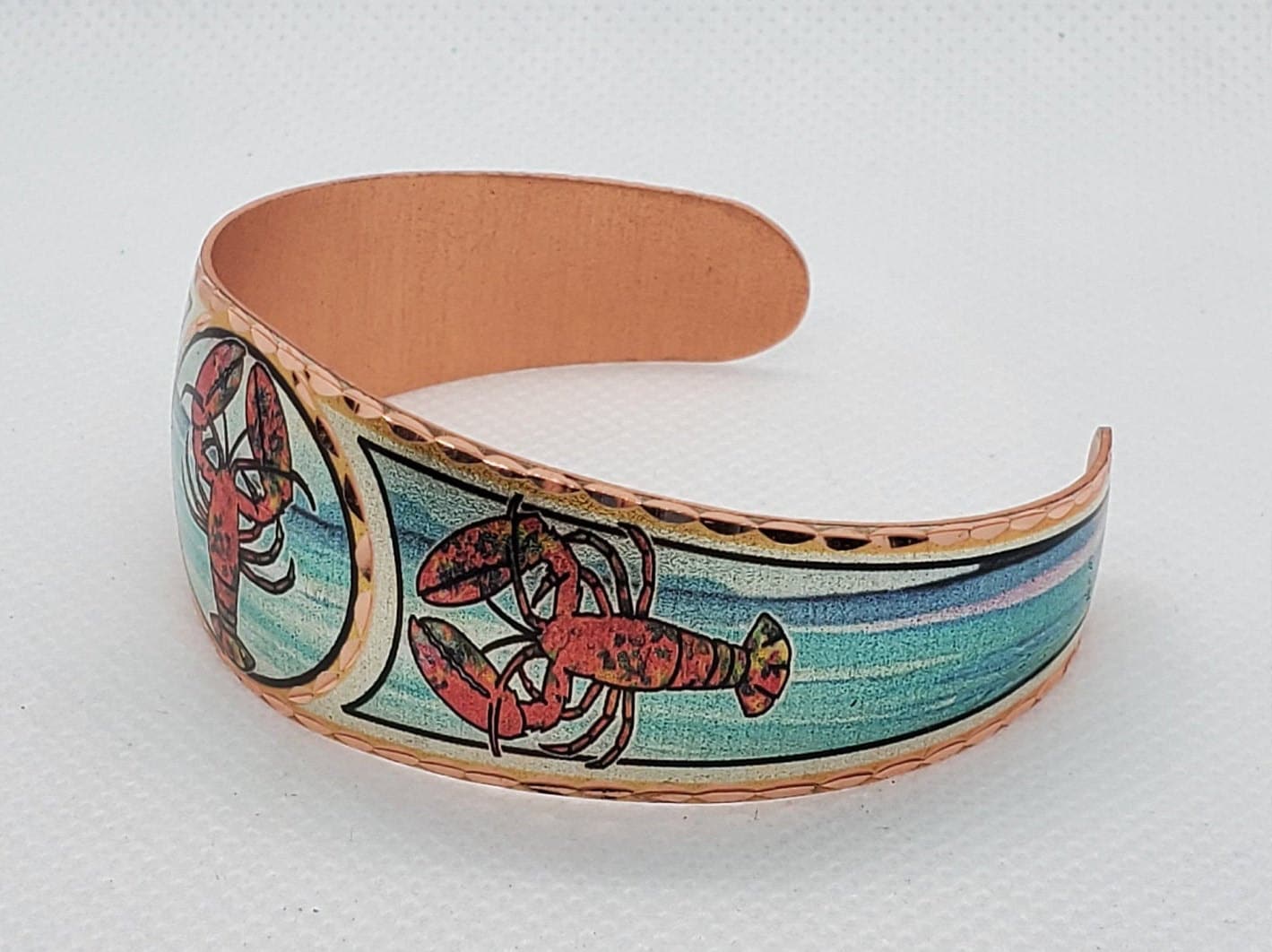 BR - Lobster - Beautiful adjustable COPPER cuff bracelet. Ocean/Seashore Jewelry.