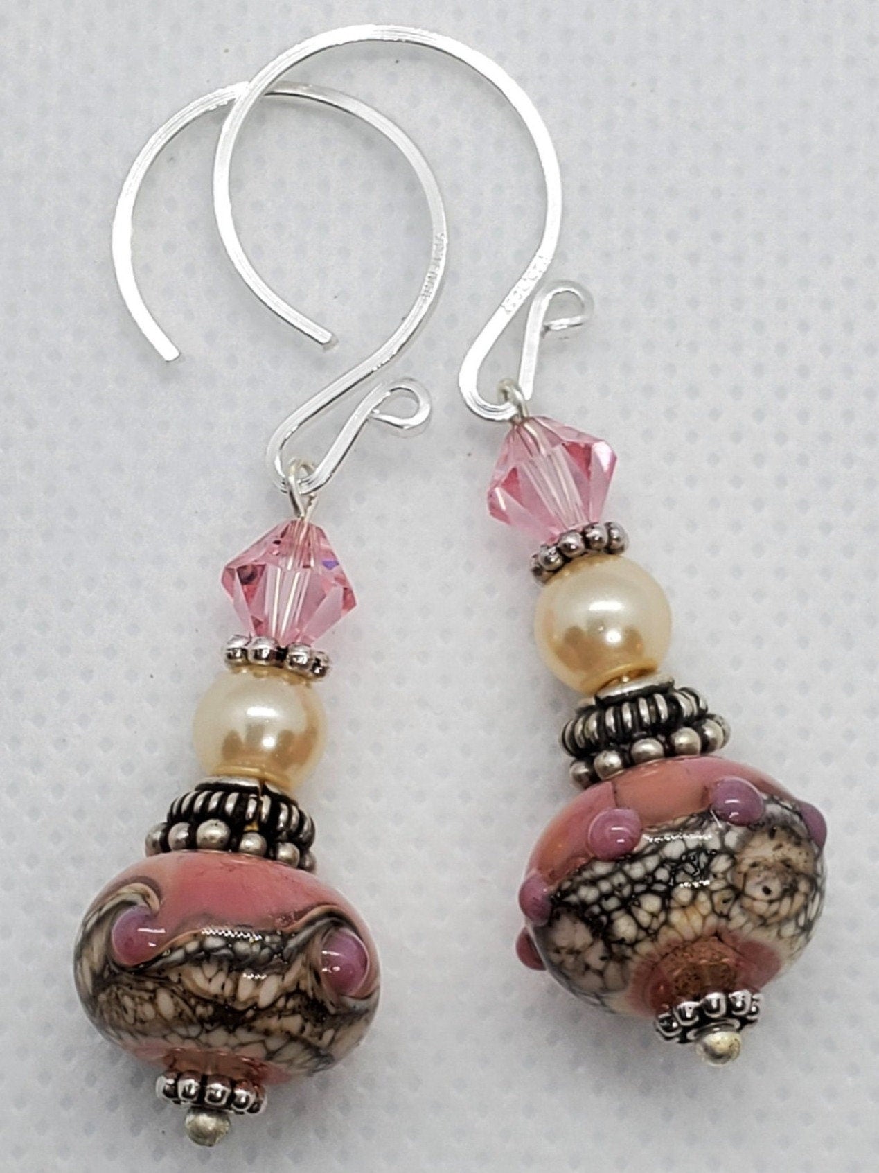 Lil Diva Artisan Glass Earrings, Lampwork Glass Bead by Grace Lampwork Beads, Silver Filled Earring Wire